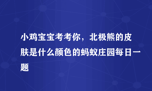 小鸡宝宝考考你，北极熊的皮肤是什么颜色的蚂蚁庄园每日一题