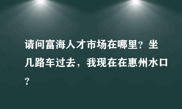 请问富海人才市场在哪里？坐几路车过去，我现在在惠州水口？