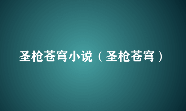 圣枪苍穹小说（圣枪苍穹）