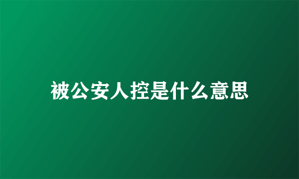 被公安人控是什么意思