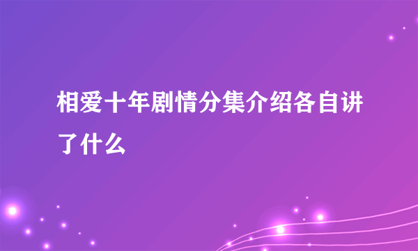 相爱十年剧情分集介绍各自讲了什么