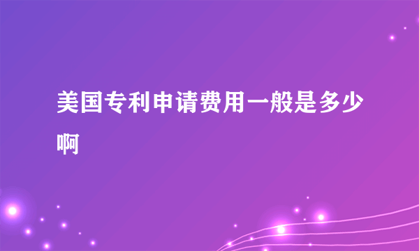 美国专利申请费用一般是多少啊