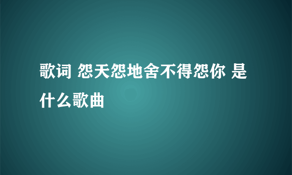 歌词 怨天怨地舍不得怨你 是什么歌曲