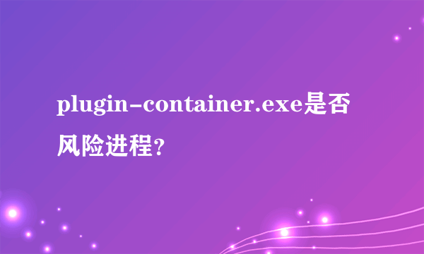 plugin-container.exe是否风险进程？