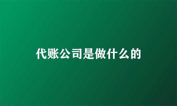 代账公司是做什么的