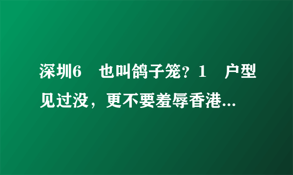 深圳6㎡也叫鸽子笼？1㎡户型见过没，更不要羞辱香港的棺材间了！