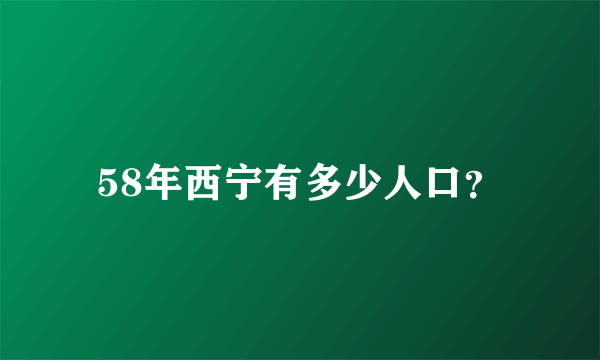 58年西宁有多少人口？