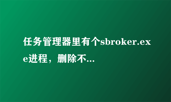 任务管理器里有个sbroker.exe进程，删除不了，每次把他删除后就会出来2个相同的进程，怎么办？