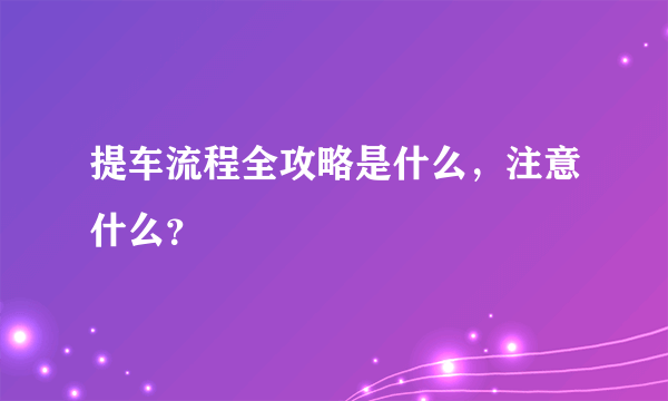 提车流程全攻略是什么，注意什么？