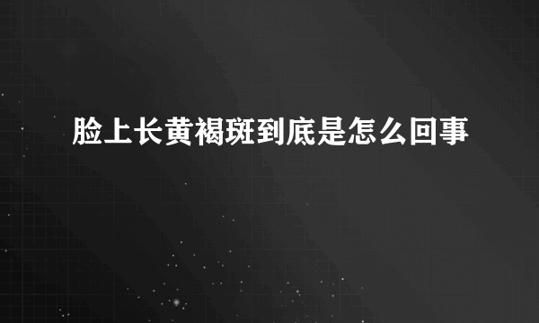 脸上长黄褐斑到底是怎么回事