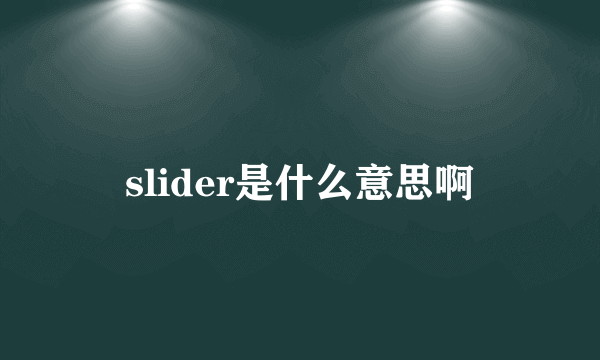 slider是什么意思啊