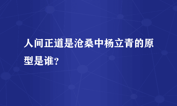 人间正道是沧桑中杨立青的原型是谁？