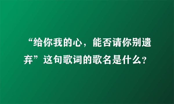 “给你我的心，能否请你别遗弃”这句歌词的歌名是什么？