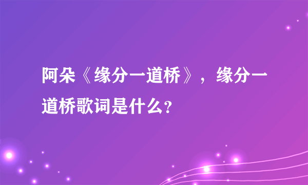 阿朵《缘分一道桥》，缘分一道桥歌词是什么？