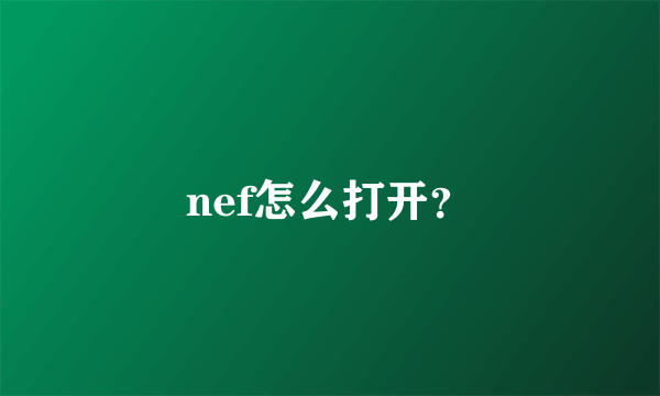 nef怎么打开？