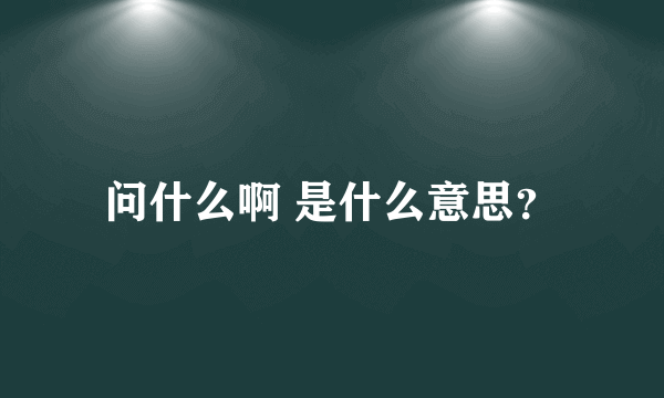 问什么啊 是什么意思？