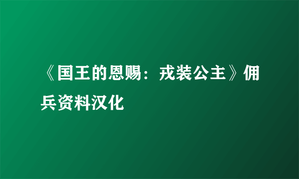 《国王的恩赐：戎装公主》佣兵资料汉化