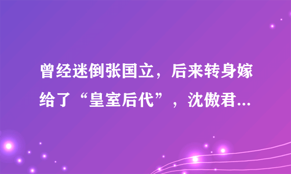 曾经迷倒张国立，后来转身嫁给了“皇室后代”，沈傲君如今怎样了？