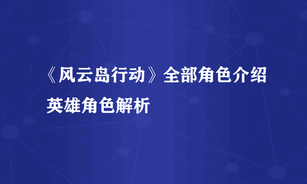 《风云岛行动》全部角色介绍 英雄角色解析