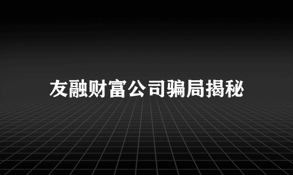 友融财富公司骗局揭秘