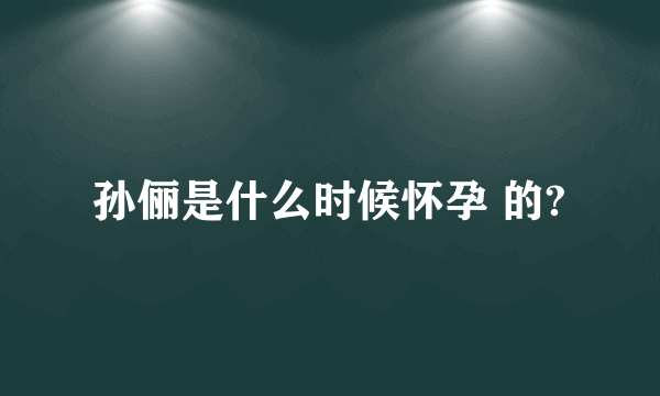 孙俪是什么时候怀孕 的?