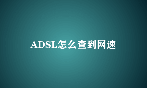 ADSL怎么查到网速