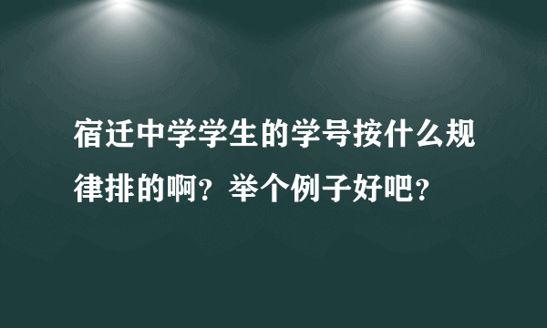 宿迁中学学生的学号按什么规律排的啊？举个例子好吧？