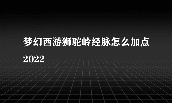 梦幻西游狮驼岭经脉怎么加点2022