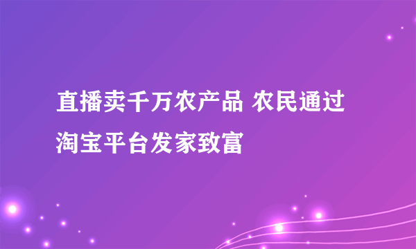 直播卖千万农产品 农民通过淘宝平台发家致富