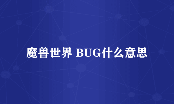 魔兽世界 BUG什么意思