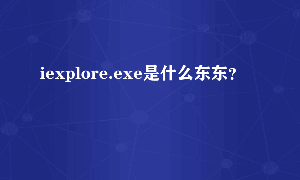 iexplore.exe是什么东东？