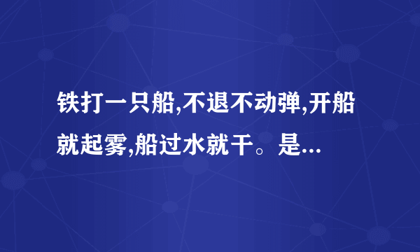 铁打一只船,不退不动弹,开船就起雾,船过水就干。是什么东西？