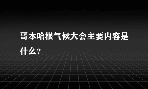 哥本哈根气候大会主要内容是什么？