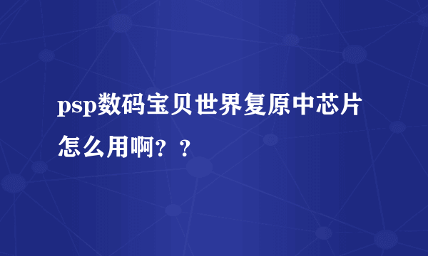 psp数码宝贝世界复原中芯片怎么用啊？？