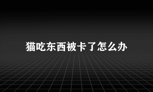 猫吃东西被卡了怎么办