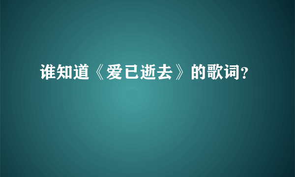 谁知道《爱已逝去》的歌词？