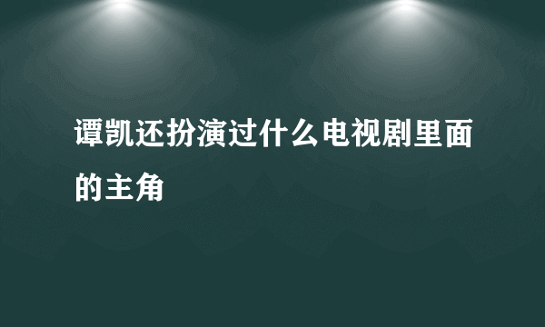 谭凯还扮演过什么电视剧里面的主角