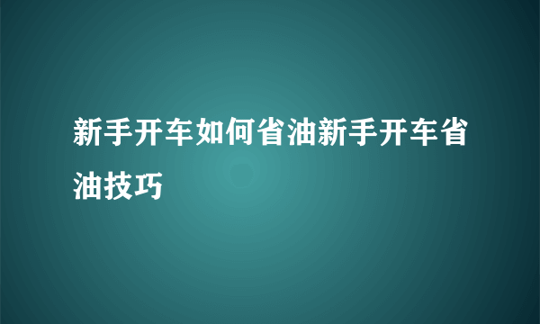 新手开车如何省油新手开车省油技巧