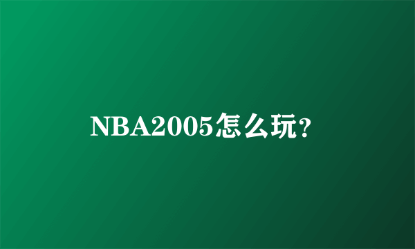 NBA2005怎么玩？