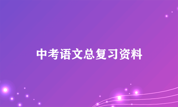 中考语文总复习资料