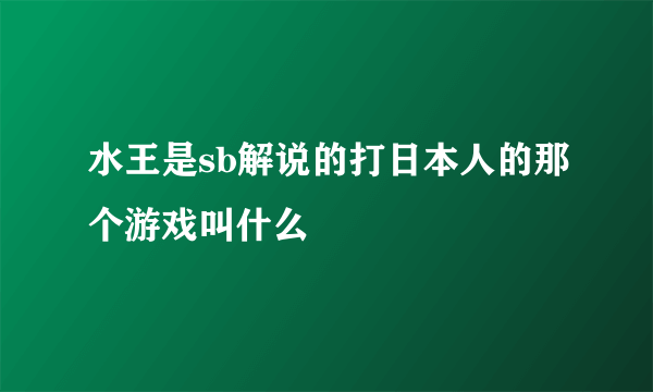 水王是sb解说的打日本人的那个游戏叫什么