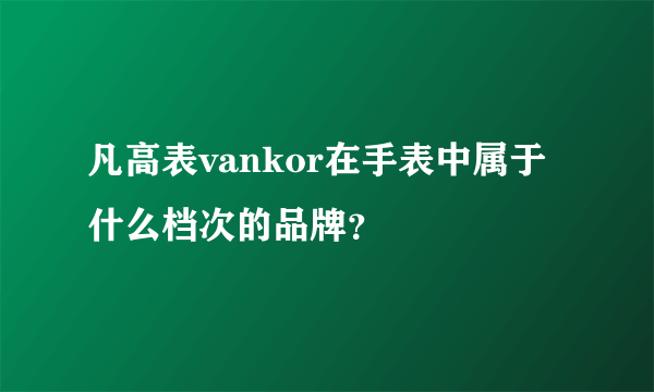 凡高表vankor在手表中属于什么档次的品牌？