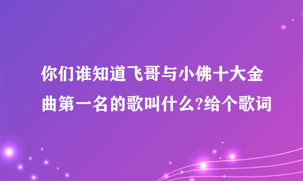 你们谁知道飞哥与小佛十大金曲第一名的歌叫什么?给个歌词