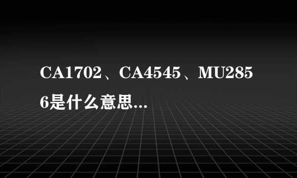 CA1702、CA4545、MU2856是什么意思？CA977又是什么意思？