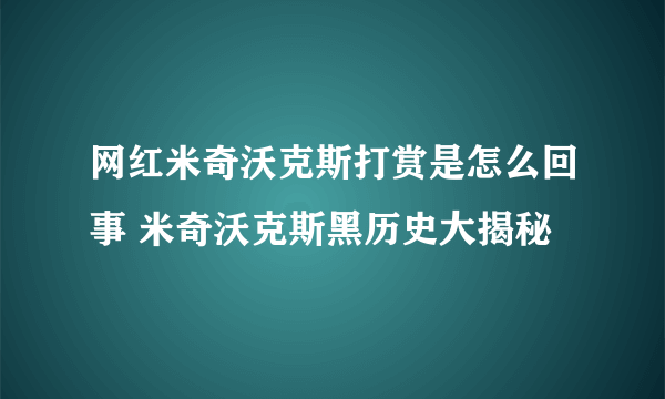 网红米奇沃克斯打赏是怎么回事 米奇沃克斯黑历史大揭秘