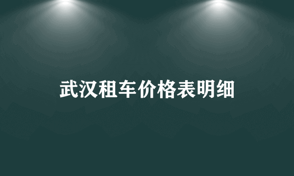 武汉租车价格表明细