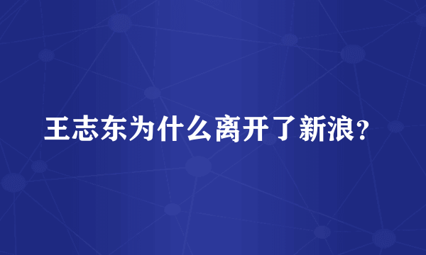 王志东为什么离开了新浪？