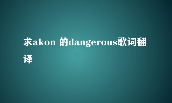 求akon 的dangerous歌词翻译