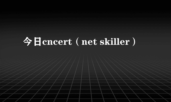 今日cncert（net skiller）