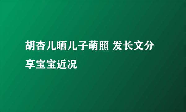 胡杏儿晒儿子萌照 发长文分享宝宝近况